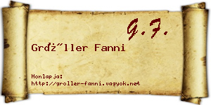 Gröller Fanni névjegykártya